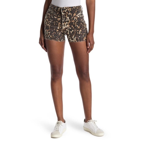 Joe's Jeans | NWT Vintage Leopard High Rise Raw Hem 5 Pocket Denim Shorts 24 - Picture 1 of 4
